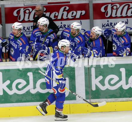 EBEL. Eishockey Bundesliga. VSV gegen	HDD Olimpija Ljubljana. Torjubel Brock McBride (VSV). Villach, am 28.10.2016.
Foto: Kuess

---
pressefotos, pressefotografie, kuess, qs, qspictures, sport, bild, bilder, bilddatenbank