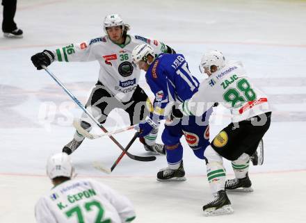 EBEL. Eishockey Bundesliga. VSV gegen	HDD Olimpija Ljubljana. Valentin Leiler, (VSV),  Kristaps Bazevics, Miha Zajc (Laibach). Villach, am 28.10.2016.
Foto: Kuess

---
pressefotos, pressefotografie, kuess, qs, qspictures, sport, bild, bilder, bilddatenbank