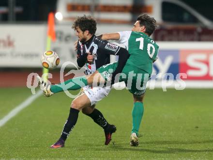 Fussball Bundesliga. RZ Pellets WAC gegen SV Mattersburg. Thomas Zuendel,  (WAC), Alejandro Velasco Farinas (Mattersburg). Wolfsberg, am 29.10.2016.
Foto: Kuess

---
pressefotos, pressefotografie, kuess, qs, qspictures, sport, bild, bilder, bilddatenbank