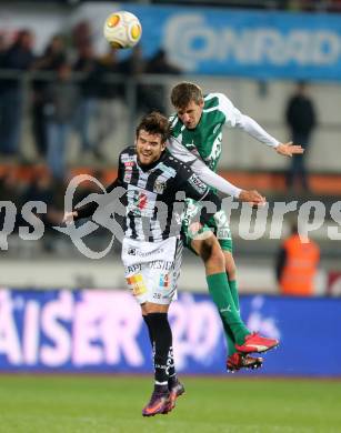 Fussball Bundesliga. RZ Pellets WAC gegen SV Mattersburg. Thomas Zuendel,  (WAC), Alois Hoeller (Mattersburg). Wolfsberg, am 29.10.2016.
Foto: Kuess

---
pressefotos, pressefotografie, kuess, qs, qspictures, sport, bild, bilder, bilddatenbank