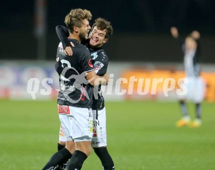 Fussball Bundesliga. RZ Pellets WAC gegen SV Mattersburg.  Torjubel Boris Huettenbrenner, Thomas Zuendel (WAC). Wolfsberg, am 29.10.2016.
Foto: Kuess

---
pressefotos, pressefotografie, kuess, qs, qspictures, sport, bild, bilder, bilddatenbank