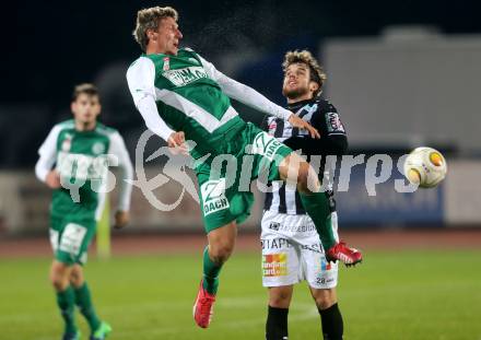 Fussball Bundesliga. RZ Pellets WAC gegen SV Mattersburg. Thomas Zuendel,  (WAC), Alois Hoeller (Mattersburg). Wolfsberg, am 29.10.2016.
Foto: Kuess

---
pressefotos, pressefotografie, kuess, qs, qspictures, sport, bild, bilder, bilddatenbank