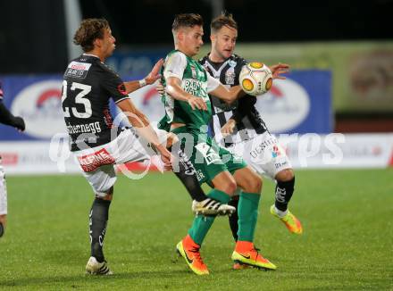 Fussball Bundesliga. RZ Pellets WAC gegen SV Mattersburg. Peter Tschernegg, Christian Klem,  (WAC), Thorsten Roecher (Mattersburg). Wolfsberg, am 29.10.2016.
Foto: Kuess

---
pressefotos, pressefotografie, kuess, qs, qspictures, sport, bild, bilder, bilddatenbank