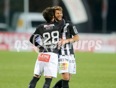 Fussball Bundesliga. RZ Pellets WAC gegen SV Mattersburg.  Torjubel Boris Huettenbrenner, Thomas Zuendel (WAC). Wolfsberg, am 29.10.2016.
Foto: Kuess

---
pressefotos, pressefotografie, kuess, qs, qspictures, sport, bild, bilder, bilddatenbank