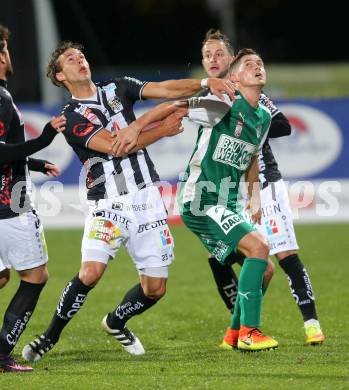 Fussball Bundesliga. RZ Pellets WAC gegen SV Mattersburg. Peter Tschernegg,  (WAC), Thorsten Roecher (Mattersburg). Wolfsberg, am 29.10.2016.
Foto: Kuess

---
pressefotos, pressefotografie, kuess, qs, qspictures, sport, bild, bilder, bilddatenbank