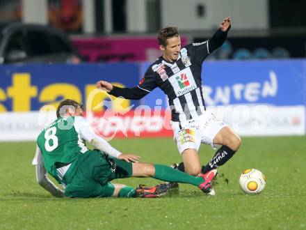 Fussball Bundesliga. RZ Pellets WAC gegen SV Mattersburg. Gerald Nutz, (WAC), Alois Hoeller  (Mattersburg). Wolfsberg, am 29.10.2016.
Foto: Kuess

---
pressefotos, pressefotografie, kuess, qs, qspictures, sport, bild, bilder, bilddatenbank