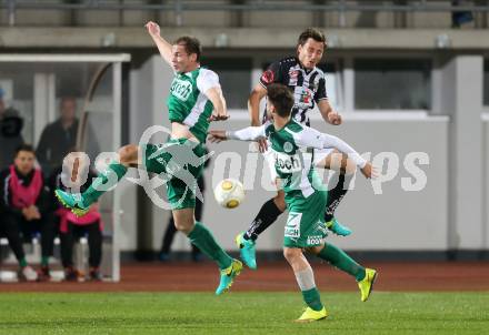 Fussball Bundesliga. RZ Pellets WAC gegen SV Mattersburg. Dario Baldauf,  (WAC), Patrick Buerger, Francisco Jose Sanchez Rodriguez (Mattersburg). Wolfsberg, am 29.10.2016.
Foto: Kuess

---
pressefotos, pressefotografie, kuess, qs, qspictures, sport, bild, bilder, bilddatenbank