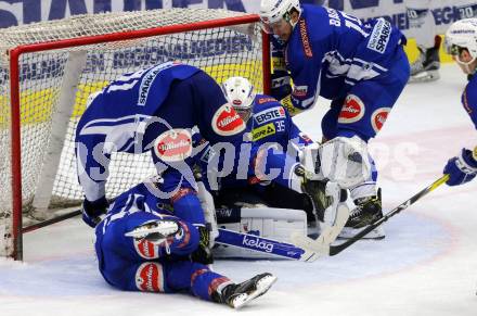 EBEL. Eishockey Bundesliga. VSV gegen	Fehervar AV 19. Kevin Wehrs, Valentin Leiler, Olivier Roy, Stefan Bacher (VSV). Villach, am 30.10.2016.
Foto: Kuess

---
pressefotos, pressefotografie, kuess, qs, qspictures, sport, bild, bilder, bilddatenbank