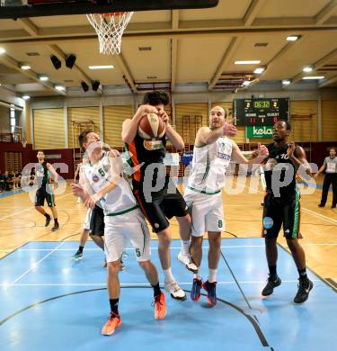 Basketball 2. Bundesliga. GD 4. Runde KOS Celovec gegen Basket Flames.  Smrtnik Andi, Strazar Jakob (KOS Celovec), Kutschera Matthias, Misangumukini Maximilian (Basket Flames). Klagenfurt, am 29.10.2016.
Foto: Kuess
---
pressefotos, pressefotografie, kuess, qs, qspictures, sport, bild, bilder, bilddatenbank