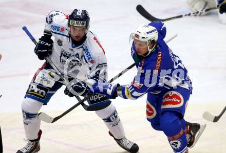 EBEL. Eishockey Bundesliga. VSV gegen	Fehervar AV 19. Corey Locke,  (VSV), Janos Vas (Alba Volan). Villach, am 30.10.2016.
Foto: Kuess

---
pressefotos, pressefotografie, kuess, qs, qspictures, sport, bild, bilder, bilddatenbank