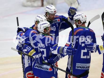 EBEL. Eishockey Bundesliga. VSV gegen	Fehervar AV 19. Torjubel Kevin Wehrs, Miha Verlic, Evan McGrath, Markus Schlacher (VSV). Villach, am 30.10.2016.
Foto: Kuess

---
pressefotos, pressefotografie, kuess, qs, qspictures, sport, bild, bilder, bilddatenbank