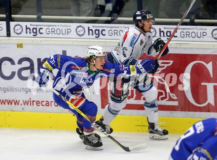 EBEL. Eishockey Bundesliga. VSV gegen	Fehervar AV 19. Christof Kromp, (VSV), Bence Sziranyi  (Alba Volan). Villach, am 30.10.2016.
Foto: Kuess

---
pressefotos, pressefotografie, kuess, qs, qspictures, sport, bild, bilder, bilddatenbank