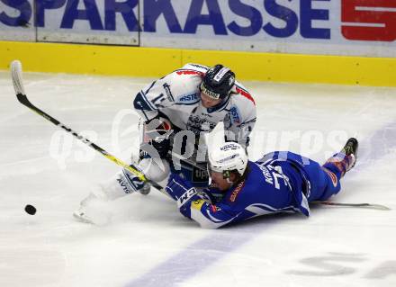 EBEL. Eishockey Bundesliga. VSV gegen	Fehervar AV 19. Christof Kromp,  (VSV), Adam Courchaine (Alba Volan). Villach, am 30.10.2016.
Foto: Kuess

---
pressefotos, pressefotografie, kuess, qs, qspictures, sport, bild, bilder, bilddatenbank