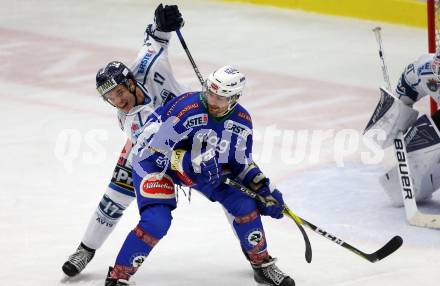 EBEL. Eishockey Bundesliga. VSV gegen	Fehervar AV 19. Miha Verlic, (VSV), David Makowski (Alba Volan). Villach, am 30.10.2016.
Foto: Kuess

---
pressefotos, pressefotografie, kuess, qs, qspictures, sport, bild, bilder, bilddatenbank