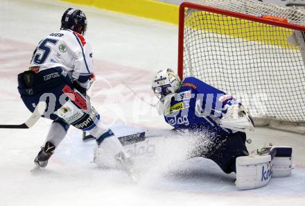 EBEL. Eishockey Bundesliga. VSV gegen	Fehervar AV 19. Olivier Roy, (VSV), Andrew Sarauer  (Alba Volan). Villach, am 30.10.2016.
Foto: Kuess

---
pressefotos, pressefotografie, kuess, qs, qspictures, sport, bild, bilder, bilddatenbank