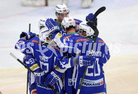 EBEL. Eishockey Bundesliga. VSV gegen	Fehervar AV 19. Torjubel Kevin Wehrs, Miha Verlic, Evan McGrath, Markus Schlacher, Nico Brunner (VSV). Villach, am 30.10.2016.
Foto: Kuess

---
pressefotos, pressefotografie, kuess, qs, qspictures, sport, bild, bilder, bilddatenbank