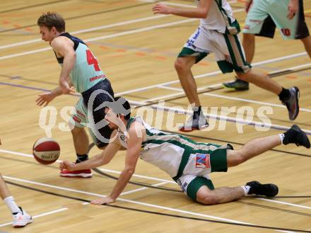 Basketball 2. Bundesliga. GD 5. Runde. Villach Raiders gegen Dornbirn Lions.  Tim Huber,  (Villach), Luka Kevric  (Dornbirn). Villach, am 5.11.2016.
Foto: Kuess
---
pressefotos, pressefotografie, kuess, qs, qspictures, sport, bild, bilder, bilddatenbank