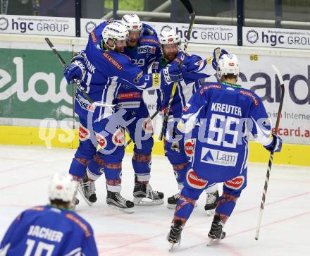 EBEL. Eishockey Bundesliga. VSV gegen	UPC Vienna Capitals. Torjubel Olivier Latendresse, Jan Urbas, Benjamin Petrik, David Kreuter (VSV). Villach, am 10.11.2016.
Foto: Kuess

---
pressefotos, pressefotografie, kuess, qs, qspictures, sport, bild, bilder, bilddatenbank