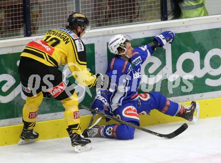 EBEL. Eishockey Bundesliga. VSV gegen	UPC Vienna Capitals. Corey Locke, (VSV), Collin Bowman (Vienna Capitals). Villach, am 10.11.2016.
Foto: Kuess

---
pressefotos, pressefotografie, kuess, qs, qspictures, sport, bild, bilder, bilddatenbank