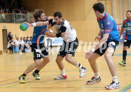 HLA. Handball Bundesliga. SC Ferlach gegen Union JURI Leoben. Dean Pomorisac, (Ferlach), Andreas Schwarz  (Leoben). Ferlach, am 11.11.2016.
Foto: Kuess

---
pressefotos, pressefotografie, kuess, qs, qspictures, sport, bild, bilder, bilddatenbank