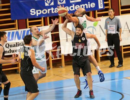 Basketball 2. Bundesliga. GD 6. Runde. KOS Celovec gegen Woerthersee Piraten. Jakob Strazar, Vjeran Soldo,  (KOS Celovec), Daniel Gspandl  (Woerthersee Piraten). Klagenfurt, am 12.11.2016.
Foto: Kuess
---
pressefotos, pressefotografie, kuess, qs, qspictures, sport, bild, bilder, bilddatenbank