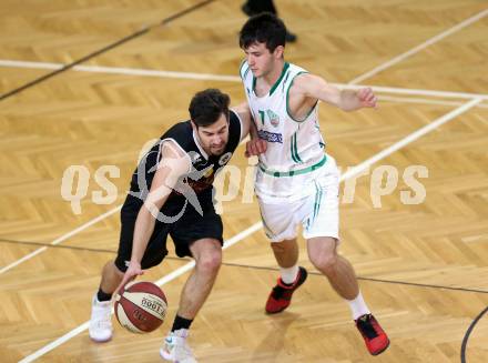 Basketball 2. Bundesliga. GD 6. Runde. KOS Celovec gegen Woerthersee Piraten. Peter Papic, (KOS Celovec), Edgar Allesch (Woerthersee Piraten). Klagenfurt, am 12.11.2016.
Foto: Kuess
---
pressefotos, pressefotografie, kuess, qs, qspictures, sport, bild, bilder, bilddatenbank