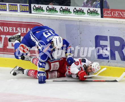 EBEL. Eishockey Bundesliga. VSV gegen	KAC. Stefan Bacher, (VSV), Mark Hurturbise (KAC). Villach, am 13.11.2016.
Foto: Kuess

---
pressefotos, pressefotografie, kuess, qs, qspictures, sport, bild, bilder, bilddatenbank