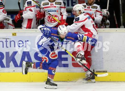 EBEL. Eishockey Bundesliga. VSV gegen	KAC. Patrick Platzer, (VSV), Patrick Harand (KAC). Villach, am 13.11.2016.
Foto: Kuess

---
pressefotos, pressefotografie, kuess, qs, qspictures, sport, bild, bilder, bilddatenbank