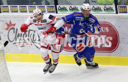 EBEL. Eishockey Bundesliga. VSV gegen	KAC. Stefan Bacher, (VSV), Manuel Ganahl  (KAC). Villach, am 13.11.2016.
Foto: Kuess

---
pressefotos, pressefotografie, kuess, qs, qspictures, sport, bild, bilder, bilddatenbank