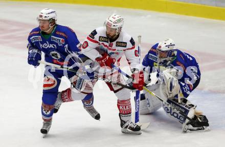 EBEL. Eishockey Bundesliga. VSV gegen	KAC. Kevin Wehrs, Olivier Roy, (VSV), Thomas Koch (KAC). Villach, am 13.11.2016.
Foto: Kuess

---
pressefotos, pressefotografie, kuess, qs, qspictures, sport, bild, bilder, bilddatenbank