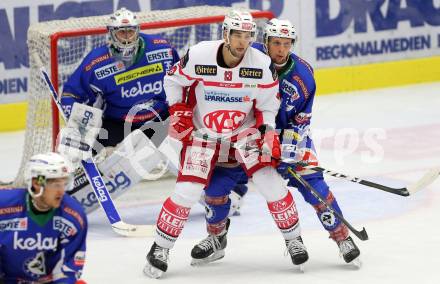 EBEL. Eishockey Bundesliga. VSV gegen	KAC. Nico Brunner, Olivier Roy, (VSV), Ziga Pance (KAC). Villach, am 13.11.2016.
Foto: Kuess

---
pressefotos, pressefotografie, kuess, qs, qspictures, sport, bild, bilder, bilddatenbank