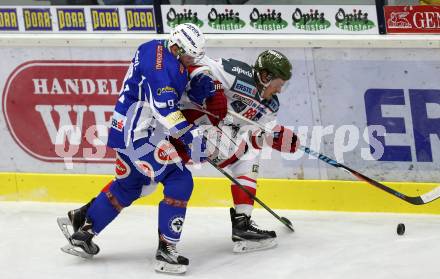 EBEL. Eishockey Bundesliga. VSV gegen	HCB Suedtirol Alperia. Evan McGrath,  (VSV), Marc Olivier Vallerand (Bozen). Villach, am 20.11.2016.
Foto: Kuess

---
pressefotos, pressefotografie, kuess, qs, qspictures, sport, bild, bilder, bilddatenbank