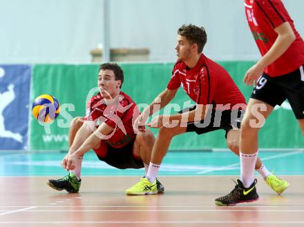 Volleyball Bundesliga. VBK Kelag Woerthersee Loewen Klagenfurt gegen SK Posojilnica Aich/Dob. Arwin Kopschar, Philipp Zabernig (Woerthersee Loewen). Klagenfurt, 19.11.2016.
Foto: Kuess 
---
pressefotos, pressefotografie, kuess, qs, qspictures, sport, bild, bilder, bilddatenbank