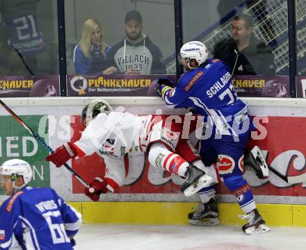 EBEL. Eishockey Bundesliga. VSV gegen	HCB Suedtirol Alperia. Markus Schlacher,  (VSV), Travis Oleksuk (Bozen). Villach, am 20.11.2016.
Foto: Kuess

---
pressefotos, pressefotografie, kuess, qs, qspictures, sport, bild, bilder, bilddatenbank