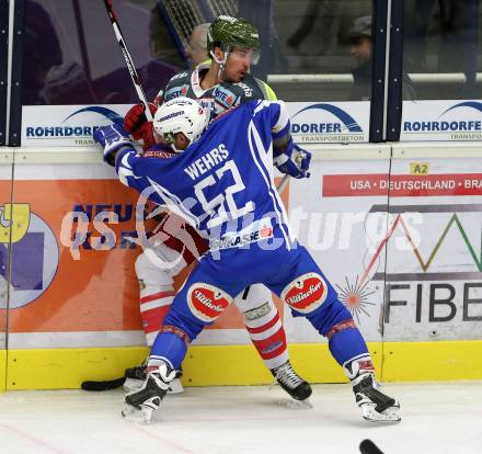 EBEL. Eishockey Bundesliga. VSV gegen	HCB Suedtirol Alperia. Kevin Wehrs, (VSV), Brodie Reid (Bozen). Villach, am 20.11.2016.
Foto: Kuess

---
pressefotos, pressefotografie, kuess, qs, qspictures, sport, bild, bilder, bilddatenbank