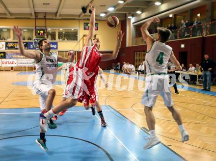 Basketball 2. Bundesliga. GD 8. Runde. KOS Celovec gegen St. Poelten Dragons. Christian Erschen, Ziga Erculj,  (KOS Celovec), Roman Jagsch (St. Poelten). Klagenfurt, am 26.11.2016.
Foto: Kuess
---
pressefotos, pressefotografie, kuess, qs, qspictures, sport, bild, bilder, bilddatenbank