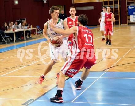 Basketball 2. Bundesliga. GD 8. Runde. KOS Celovec gegen St. Poelten Dragons.  Andi Smrtnik (KOS), Denis Soldo (St. Poelten). Klagenfurt, am 26.11.2016.
Foto: Kuess
---
pressefotos, pressefotografie, kuess, qs, qspictures, sport, bild, bilder, bilddatenbank