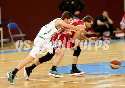 Basketball 2. Bundesliga. GD 8. Runde. KOS Celovec gegen St. Poelten Dragons. Christian Erschen,  (KOS Celovec), Lukas Boeck (St. Poelten). Klagenfurt, am 26.11.2016.
Foto: Kuess
---
pressefotos, pressefotografie, kuess, qs, qspictures, sport, bild, bilder, bilddatenbank