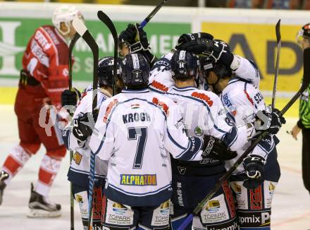 EBEL. Eishockey Bundesliga. KAC gegen 	Fehervar AV 19. Torjubel  (Alba Volan). Klagenfurt, am 27.11.2016.
Foto: Kuess

---
pressefotos, pressefotografie, kuess, qs, qspictures, sport, bild, bilder, bilddatenbank