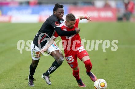 Fussball Bundesliga. RZ Pellets WAC gegen FK Austria Wien. Zakaria Sanogo,  (WAC), Lucas Henrique Ferreira Venuto (Austria Wien). Wolfsberg, am 27.11.2016.
Foto: Kuess

---
pressefotos, pressefotografie, kuess, qs, qspictures, sport, bild, bilder, bilddatenbank