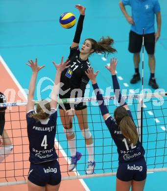 Volleyball Frauen Bundesliga. ATSC Wildcats gegen SG VB NOE Sokol/Post.Sabrina Mueller, Lucia Aicholzer (Wildcats), Sonja Katz  (SG Sokol/Post). Bleiburg, am 1.12.2016.
Foto: Kuess

---
pressefotos, pressefotografie, kuess, qs, qspictures, sport, bild, bilder, bilddatenbank