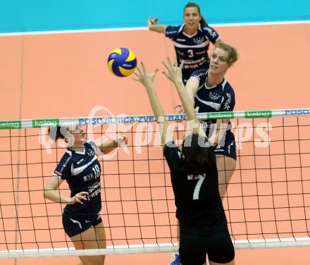 Volleyball Frauen Bundesliga. ATSC Wildcats gegen SG VB NOE Sokol/Post.Sabrina Mueller (Wildcats), Sara Saric (SG Sokol/Post). Bleiburg, am 1.12.2016.
Foto: Kuess

---
pressefotos, pressefotografie, kuess, qs, qspictures, sport, bild, bilder, bilddatenbank