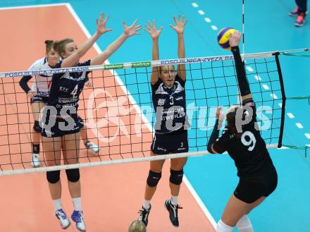 Volleyball Frauen Bundesliga. ATSC Wildcats gegen SG VB NOE Sokol/Post.Sabrina Mueller, Nina Kontrec (Wildcats), Simona Janeckova  (SG Sokol/Post). Bleiburg, am 1.12.2016.
Foto: Kuess

---
pressefotos, pressefotografie, kuess, qs, qspictures, sport, bild, bilder, bilddatenbank