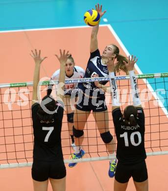 Volleyball Frauen Bundesliga. ATSC Wildcats gegen SG VB NOE Sokol/Post.Alexandra Epure (Wildcats), Sara Saric, Paula Kubova (SG Sokol/Post). Bleiburg, am 1.12.2016.
Foto: Kuess

---
pressefotos, pressefotografie, kuess, qs, qspictures, sport, bild, bilder, bilddatenbank