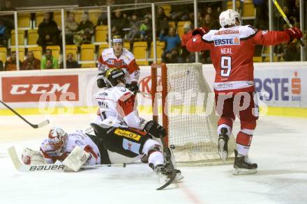 EBEL. Eishockey Bundesliga. KAC gegen 	HC Orli Znojmo. Torjubel Matthew Neal (KAC). Klagenfurt, am 2.12.2016.
Foto: Kuess

---
pressefotos, pressefotografie, kuess, qs, qspictures, sport, bild, bilder, bilddatenbank