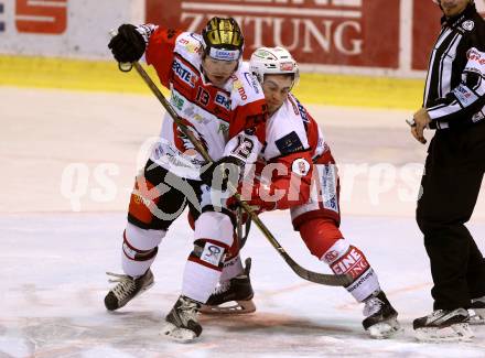 EBEL. Eishockey Bundesliga. KAC gegen 	HC Orli Znojmo. Matthew Neal, (KAC), Colton Jaret Yelleow Horn (Znojmo). Klagenfurt, am 2.12.2016.
Foto: Kuess

---
pressefotos, pressefotografie, kuess, qs, qspictures, sport, bild, bilder, bilddatenbank