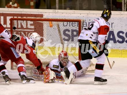 EBEL. Eishockey Bundesliga. KAC gegen 	HC Orli Znojmo. Mark Popovic, Tomas Duba, (KAC), Tomas Plihal (Znojmo). Klagenfurt, am 2.12.2016.
Foto: Kuess

---
pressefotos, pressefotografie, kuess, qs, qspictures, sport, bild, bilder, bilddatenbank