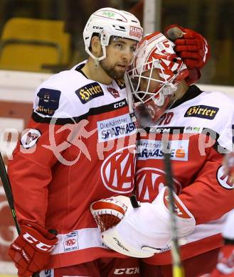 EBEL. Eishockey Bundesliga. KAC gegen 	HC Orli Znojmo. Ziga Pance, Tomas Duba (KAC). Klagenfurt, am 2.12.2016.
Foto: Kuess

---
pressefotos, pressefotografie, kuess, qs, qspictures, sport, bild, bilder, bilddatenbank