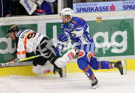 EBEL. Eishockey Bundesliga. VSV gegen	Moser Medical Graz99ers. Nico Brunner, (VSV), Oliver Setzinger (Graz). Villach, am 4.12.2016.
Foto: Kuess

---
pressefotos, pressefotografie, kuess, qs, qspictures, sport, bild, bilder, bilddatenbank