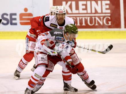 EBEL. Eishockey Bundesliga. KAC gegen 	HCB Suedtirol Alperia. Thomas Hundertpfund, (KAC),  Jesse Root (Bozen). Klagenfurt, am 16.12.2016.
Foto: Kuess

---
pressefotos, pressefotografie, kuess, qs, qspictures, sport, bild, bilder, bilddatenbank